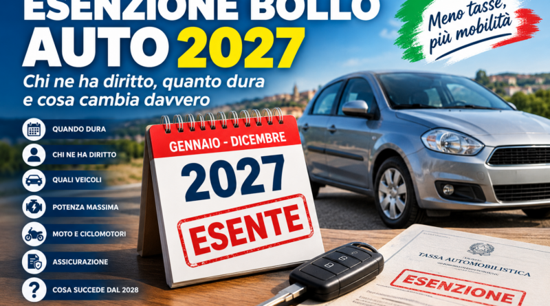 Esenzione bollo auto 2027